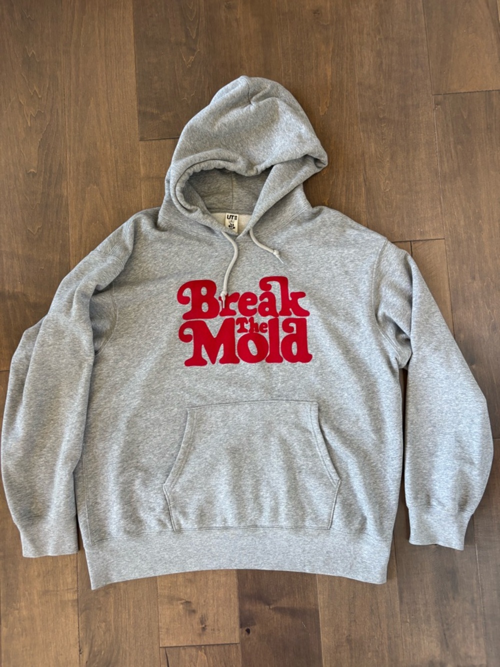 Uniqlo,  Break The Mold Gray Hoodie with Red Applique